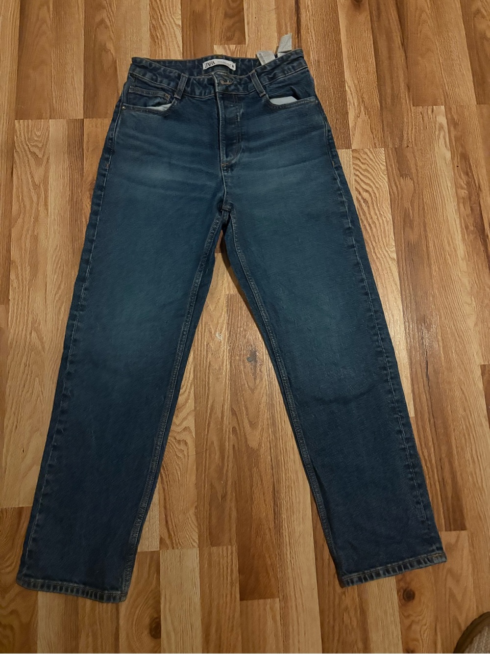 Zara Women's Dark Blue Straight Jeans
